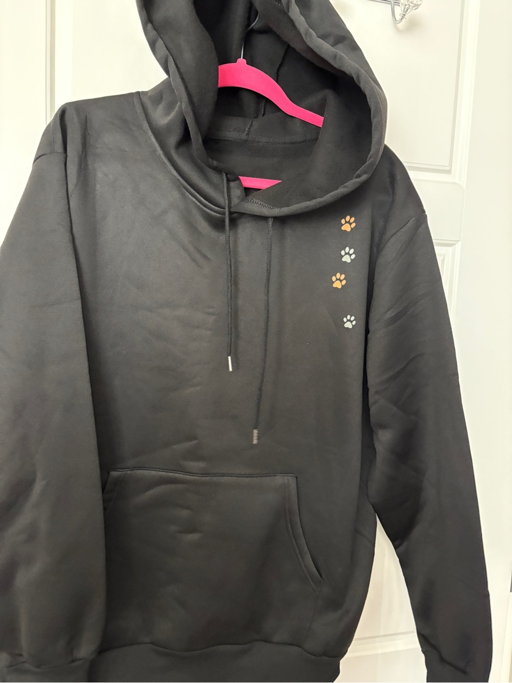 NEW women’s Black Hoodie with Paw Print Accent